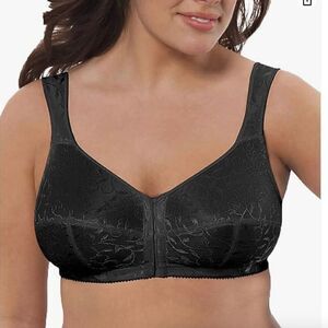 Hanes Just My Size front closure black bra NWT size 46D